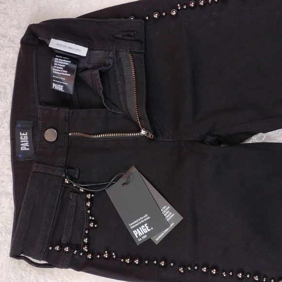 Paige Hoxton Ankle Peg Black Five Pocket High Rise Button Up Skinny Leg Jean - Picture 5 of 15